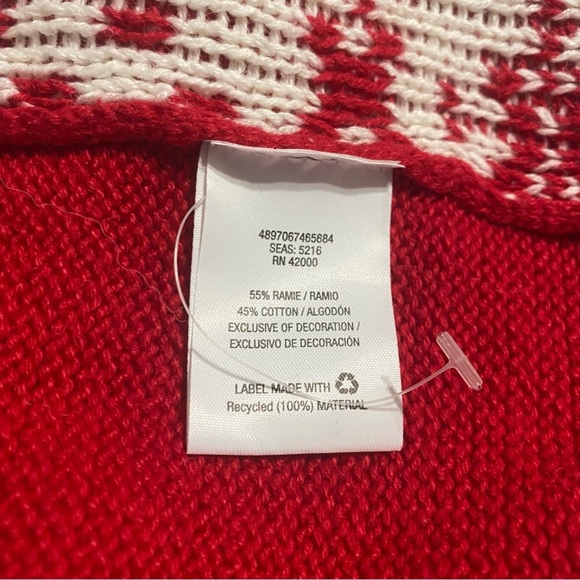 NEW Holiday Editions Red Black Knit Reindeer Christmas Cardigan - Picture 6 of 6